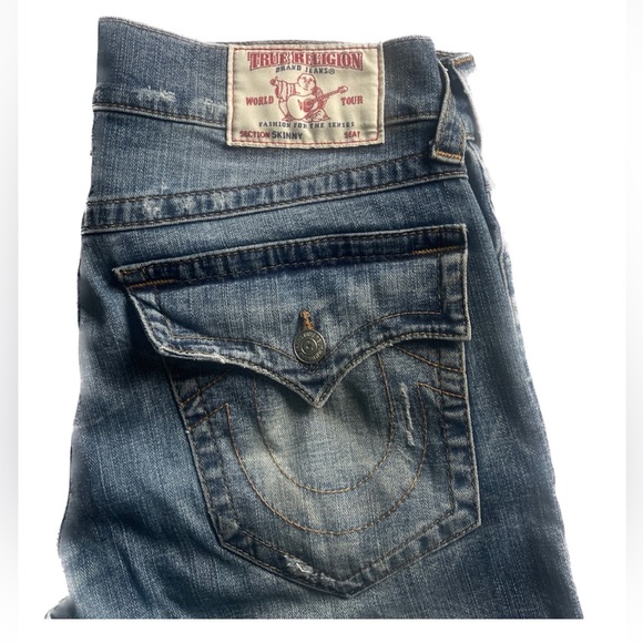 True Religion Skinny Flap Red Orange Men’s Skinny Denim Jeans 👖 - Picture 4 of 8